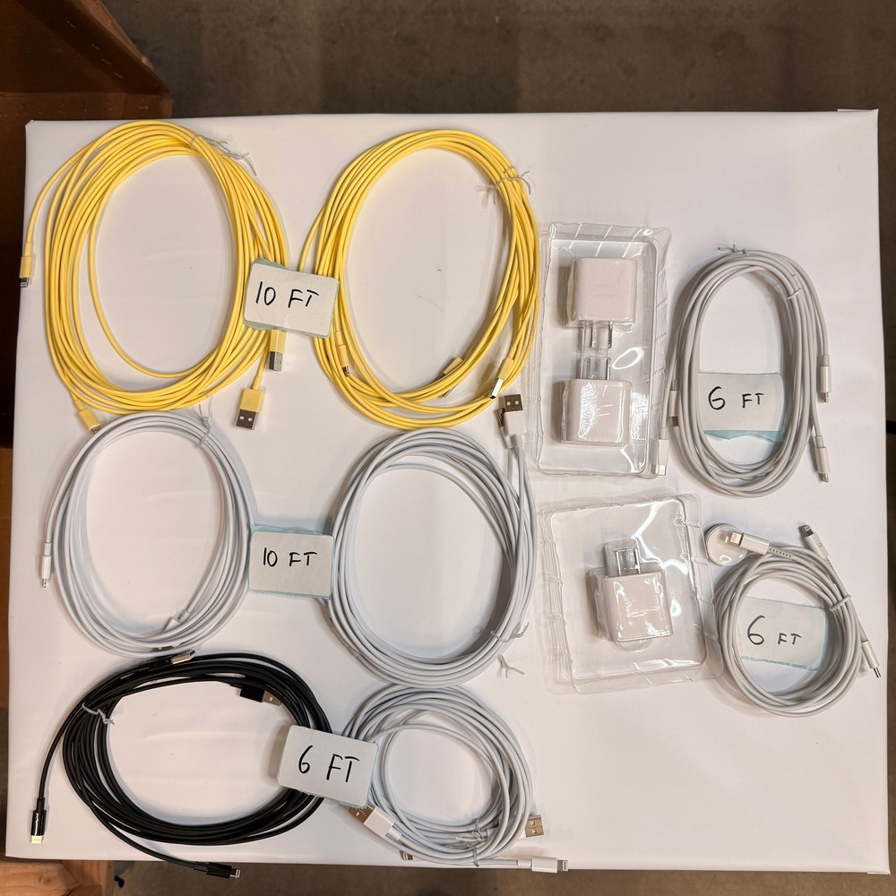 Set of 17 - 13 USB-C/A to Lightning Cables 6ft 10ft, 3 Wall Adapters, Watch Ca